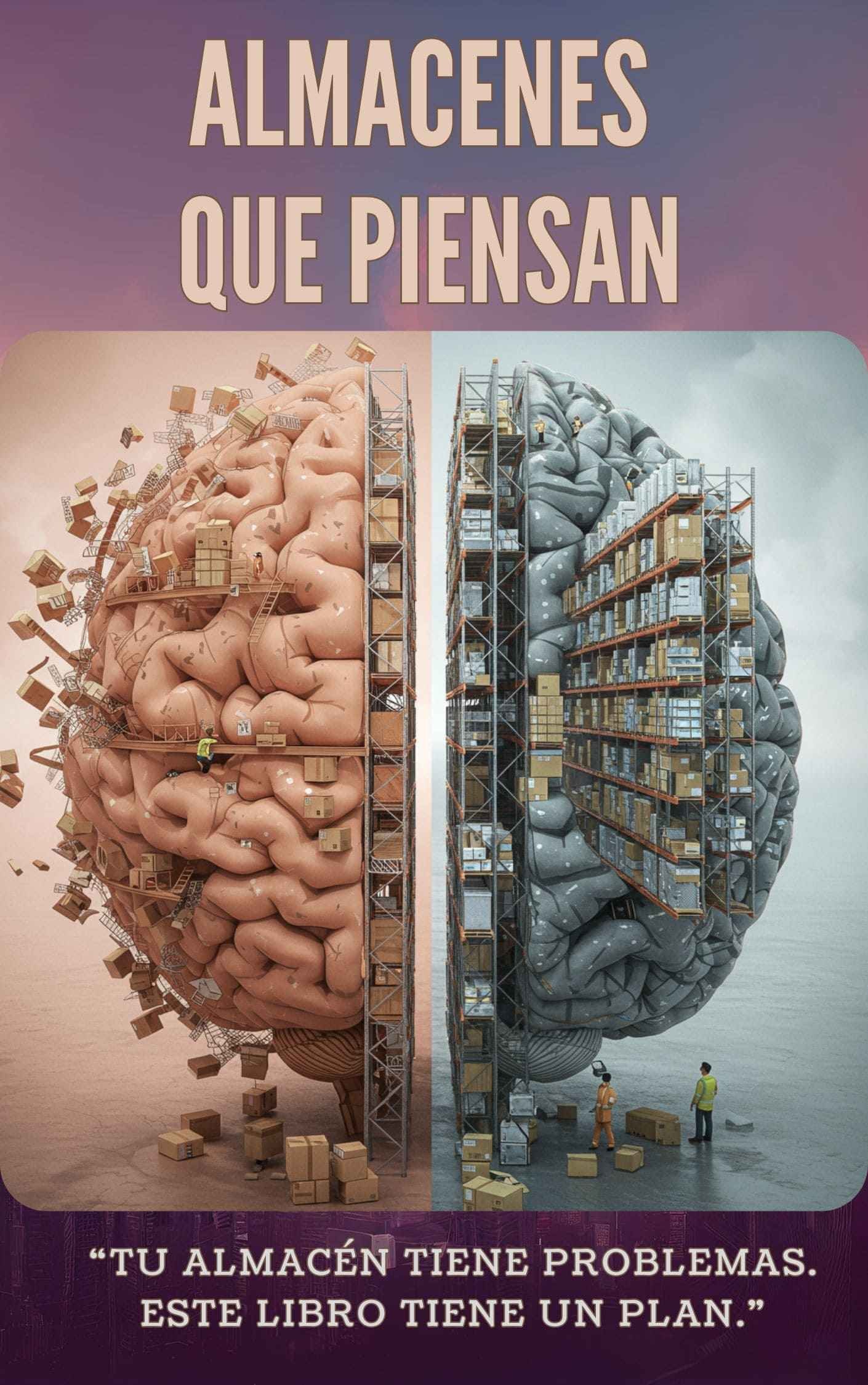 Cerebro digital superpuesto en un almacén moderno, representando la inteligencia operativa.