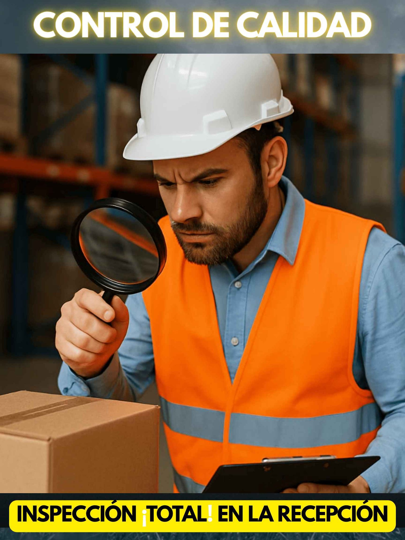 Inspector de calidad aplicando el sistema defensivo para revisar un producto.